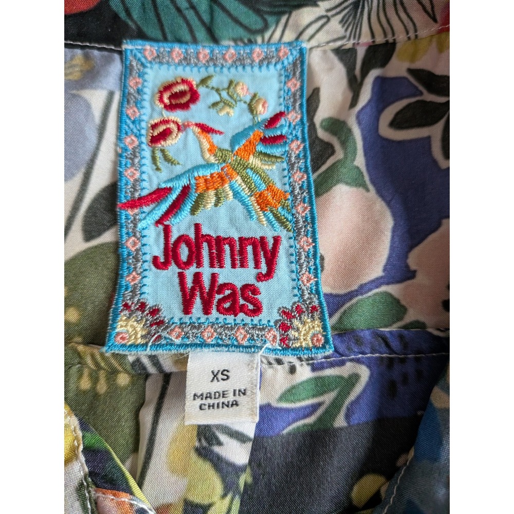 Johnny Was Womens XS Silk Patchwork Floral Sleeveless Button Front Tunic - Picture 3 of 7